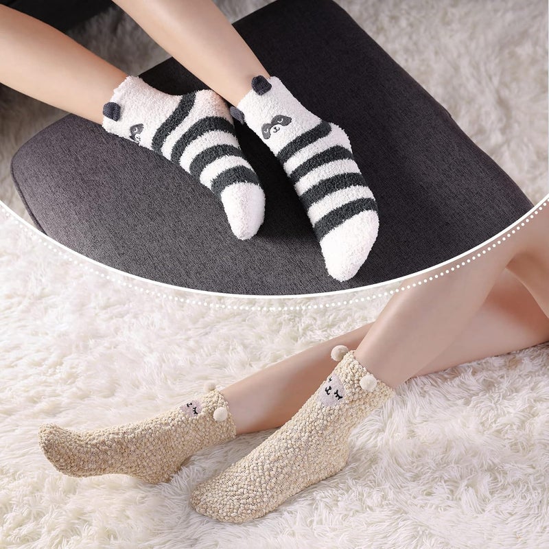 LINEMIN Womens Fuzzy Socks Cozy Fluffy Winter Warm Slipper Socks Microfiber Soft Home Sleeping Socks - Image 2